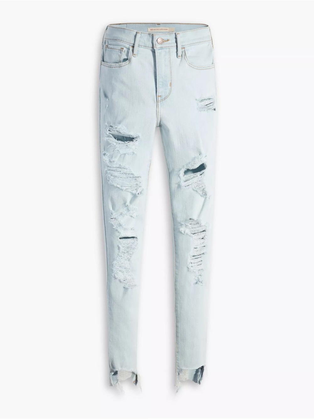 NWT Levi’s 720 High Rise Super Skinny Jeans, 25W x 28L, Light Wash, Ripped